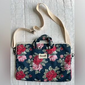 Canvaslife Floral Laptop Tote Messenger Crossbody Travel, Work, Art Supply Bag